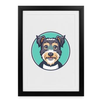 Lucas Terrier Chien Race Dessin animé Kawaii Clipart Animal de compagnie - Affiche encadrée (27 × 37 cm) - noir - Devant