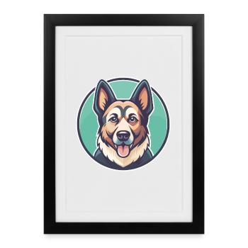 Magyar Agar Chien Race Drôle Dessin animé Kawaii Clipart - Affiche encadrée (27 × 37 cm) - noir - Devant