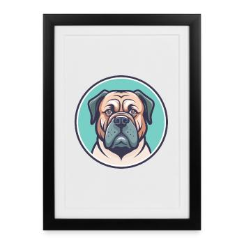 Dogue Kurde Chien Race Dessin animé Kawaii Clipart - Affiche encadrée (27 × 37 cm) - noir - Devant