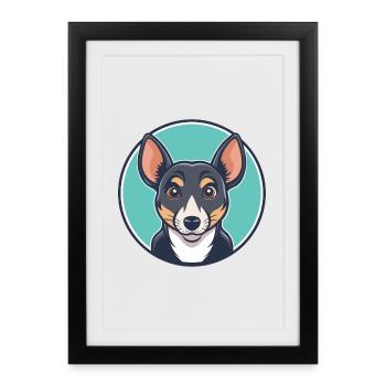 Majorca Ratter Dog Breed Cartoon Kawaii Clipart - Framed poster (27 × 37 cm) - black - Front
