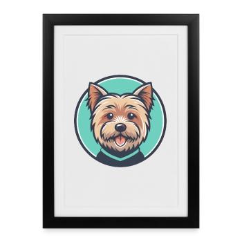 Norfolk Terrier Dog Breed Cartoon Kawaii Clipart - Framed poster (27 × 37 cm) - black - Front