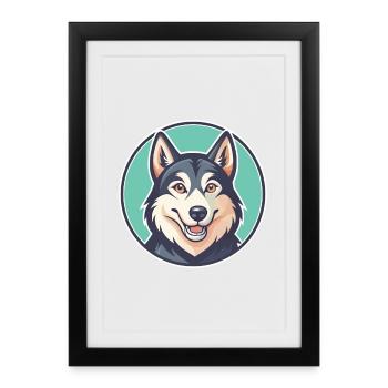 Nördliche Inuit Hunderasse Karikatur Kawaii Clipart - Gerahmtes Poster (27 × 37 cm) - Schwarz - Vorne