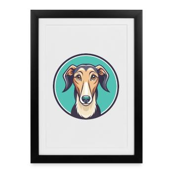 Old Croatian Sighthound Dog Breed Cartoon Kawaii - Framed poster (27 × 37 cm) - black - Front