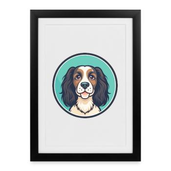 Norfolk Spaniel Dog Breed Cartoon Kawaii Clipart - Framed poster (27 × 37 cm) - black - Front