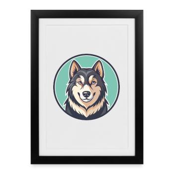 Nenets Herding Laika Dog Breed Cartoon Kawaii Pet - Framed poster (27 × 37 cm) - black - Front