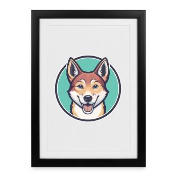 Nouvelle-Guinée Chien Chantant Race Dessin Animé Kawaii - Affiche encadrée (27 × 37 cm) - noir - Devant