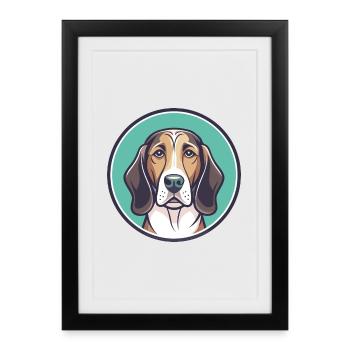 Norman Hound Chien Race Dessin animé Kawaii Clipart Animal de compagnie - Affiche encadrée (27 × 37 cm) - noir - Devant
