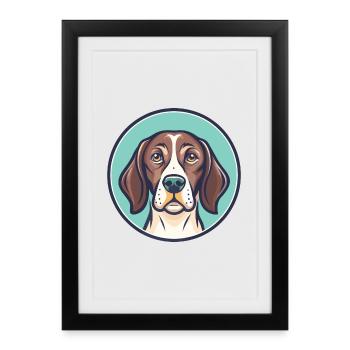 Chien d’arrêt portugais race dessin animé Kawaii - Affiche encadrée (27 × 37 cm) - noir - Devant