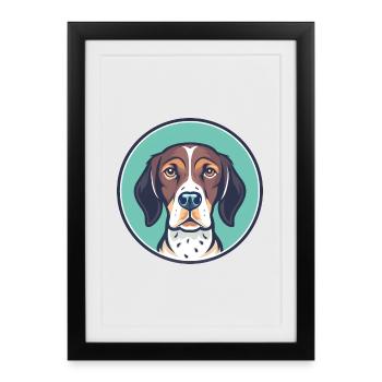 Old Danish Pointer Dog Breed Cartoon Kawaii - Framed poster (27 × 37 cm) - black - Front