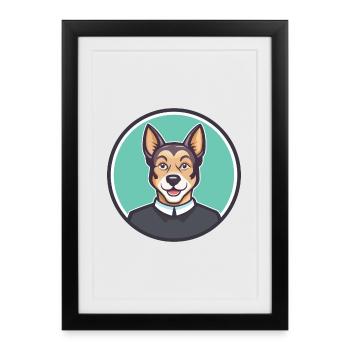 Pasteur Garafiano Race Chien Dessin animé Kawaii Clipart - Affiche encadrée (27 × 37 cm) - noir - Devant