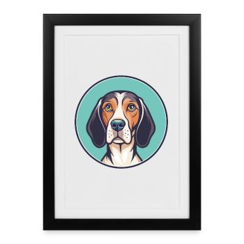 Chien de chasse polonais Chien Race Dessin animé Kawaii Animal de compagnie - Affiche encadrée (27 × 37 cm) - noir - Devant