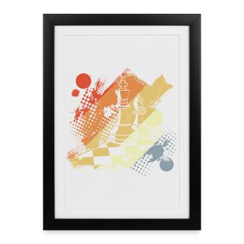 Chess queen and king - Framed poster (27 × 37 cm) - black - Front