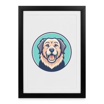 Chien Mioritique Roumain Race Dessin animé Kawaii Clipart - Affiche encadrée (27 × 37 cm) - noir - Devant