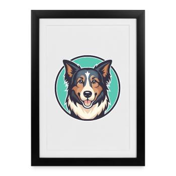 Sardinian Shepherd Dog Breed Cartoon Kawaii - Framed poster (27 × 37 cm) - black - Front