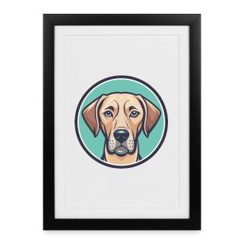 Rhodesian Ridgeback Chien Race Drôle Dessin Animé Kawaii - Affiche encadrée (27 × 37 cm) - noir - Devant