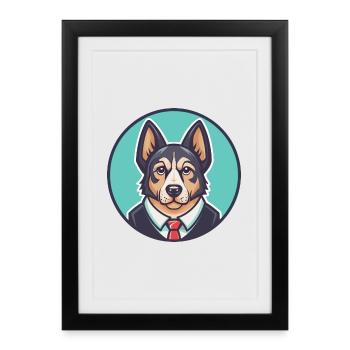 Schillerstovare Race Chien Dessin Animé Kawaii Clipart - Affiche encadrée (27 × 37 cm) - noir - Devant