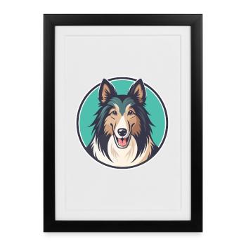 Scotch Collie Dog Breed Cartoon Kawaii Clipart Pet - Framed poster (27 × 37 cm) - black - Front