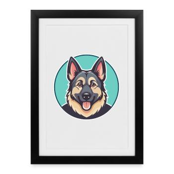 Shiloh Shepherd Dog Breed Cartoon Kawaii Clipart - Framed poster (27 × 37 cm) - black - Front