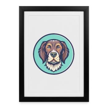 Slovak Rough Haired Pointer Dog Breed Cartoon Pet - Framed poster (27 × 37 cm) - black - Front