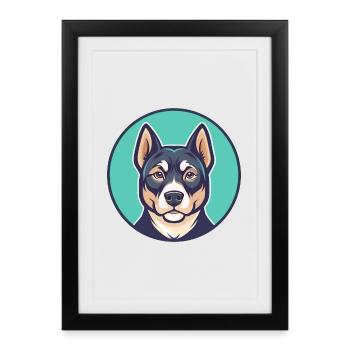 Smalandsstovare Chien Race Dessin animé Kawaii Clipart - Affiche encadrée (27 × 37 cm) - noir - Devant