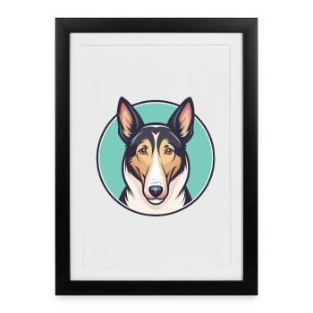 Smooth Collie Dog Breed Cartoon Kawaii Clipart Pet - Framed poster (27 × 37 cm) - black - Front