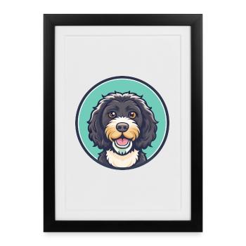 Spanish Water Dog Breed Cartoon Kawaii Clipart Pet - Framed poster (27 × 37 cm) - black - Front
