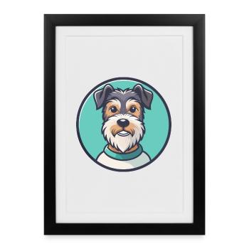 Race de chien Sporting Lucas Terrier Dessin animé Kawaii - Affiche encadrée (27 × 37 cm) - noir - Devant