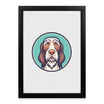 Dessin animé Kawaii de race de chien Spinone Italiano - Affiche encadrée (27 × 37 cm) - noir - Devant