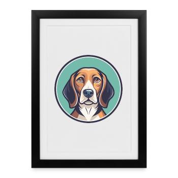 West Country Harrier Chien Race Dessin animé Kawaii Pet - Affiche encadrée (27 × 37 cm) - noir - Devant