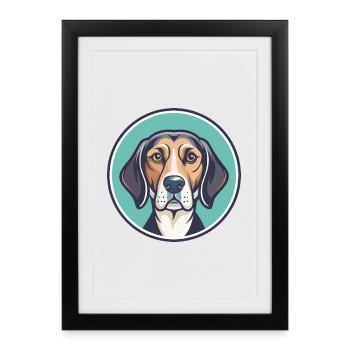 St Hubert Jura Chien Chien Race Dessin Animé Kawaii Pet - Affiche encadrée (27 × 37 cm) - noir - Devant