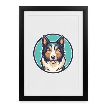 Stephens Stock Chien Race Dessin animé Kawaii Clipart - Affiche encadrée (27 × 37 cm) - noir - Devant