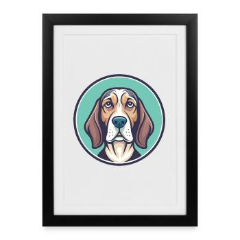 Chien de chasse yougoslave Race Dessin animé Kawaii Clipart - Affiche encadrée (27 × 37 cm) - noir - Devant