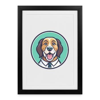 St Johns Water Dog Breed Cartoon Kawaii Clipart - Framed poster (27 × 37 cm) - black - Front