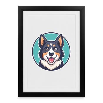 Chien Tahitien Race Coloré Dessin Animé Kawaii Clipart - Affiche encadrée (27 × 37 cm) - noir - Devant