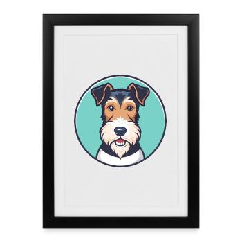 Fil Fox Terrier Chien Race Dessin animé Kawaii Clipart - Affiche encadrée (27 × 37 cm) - noir - Devant