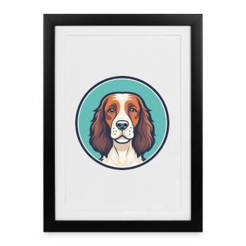 Welsh Springer Spaniel Dog Breed Cartoon Kawaii - Framed poster (27 × 37 cm) - black - Front