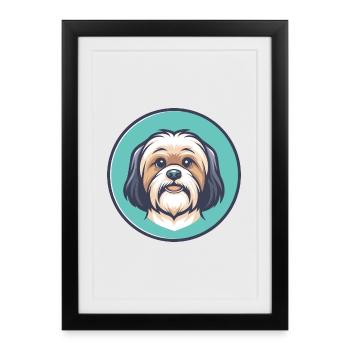 Tibétain Kyi Apso Chien Race Dessin animé Kawaii Clipart - Affiche encadrée (27 × 37 cm) - noir - Devant