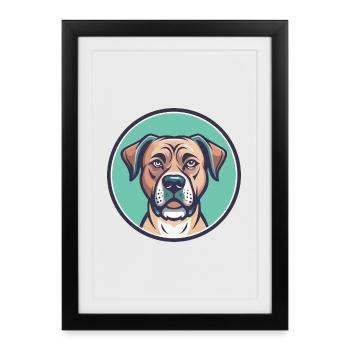 arbre Tennessee bringé chien race dessin animé Kawaii - Affiche encadrée (27 × 37 cm) - noir - Devant