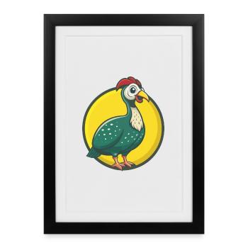 Guinea Fowl Cute Kawaii Cartoon Clipart Pet Animal - Framed poster (27 × 37 cm) - black - Front