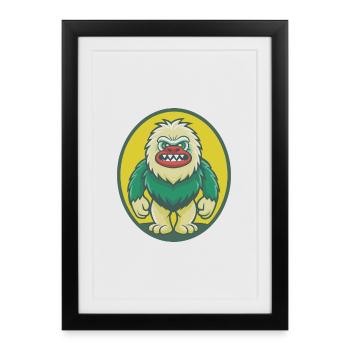 Yeti Cute Kawaii Cartoon Clipart Pet Animal - Framed poster (27 × 37 cm) - black - Front
