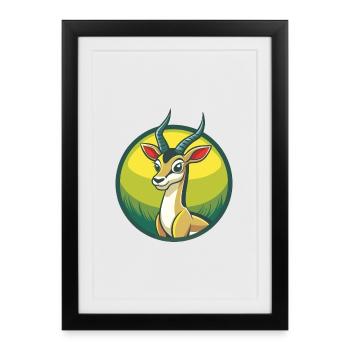 antilope mignon kawaii dessin animé clipart animal de compagnie - Affiche encadrée (27 × 37 cm) - noir - Devant