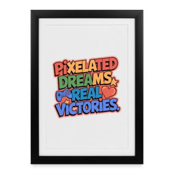 RÊVES PIXÉLISÉS, VRAIES VICTOIRES, JEUX - Affiche encadrée (27 × 37 cm) - noir - Devant
