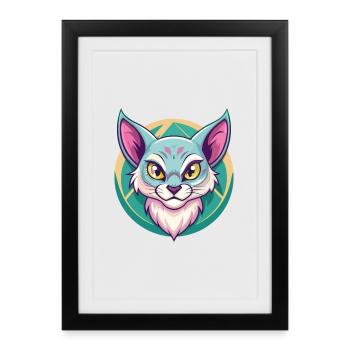 Brume australienne Chat Race Dessin animé Kawaii Animal - Affiche encadrée (27 × 37 cm) - noir - Devant
