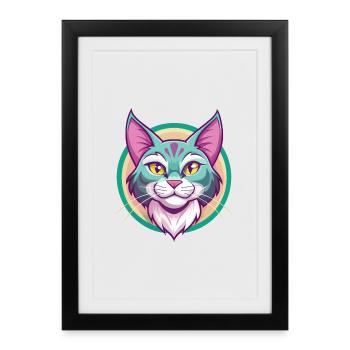California Spangled Cat Breed Cartoon Kawaii Pet - Framed poster (27 × 37 cm) - black - Front