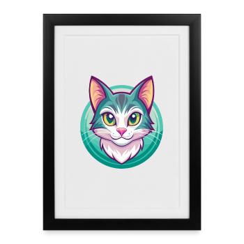 Domestic Cat Breed Cartoon Kawaii Animal Pet - Framed poster (27 × 37 cm) - black - Front