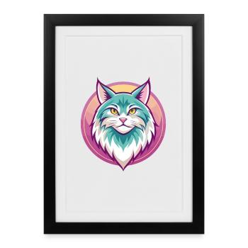 Siberian Cat Breed Cartoon Kawaii Animal Pet - Framed poster (27 × 37 cm) - black - Front