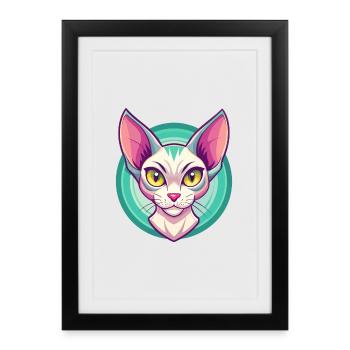 Oriental Cat Breed Cartoon Kawaii Animal Pet - Framed poster (27 × 37 cm) - black - Front
