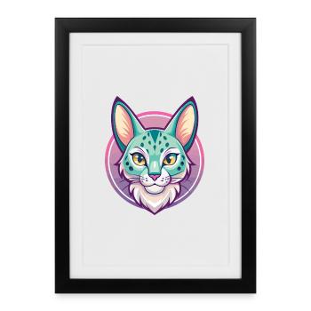 Savannah Cat Breed Cartoon Kawaii Animal Pet - Framed poster (27 × 37 cm) - black - Front