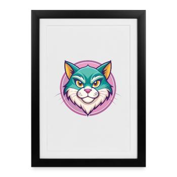 Chypre Chat Race Dessin Animé Kawaii Animal Animal Pet - Affiche encadrée (27 × 37 cm) - noir - Devant