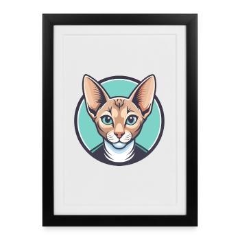 Chat brésilien à poil court Race Dessin animé Kawaii Pet - Affiche encadrée (27 × 37 cm) - noir - Devant